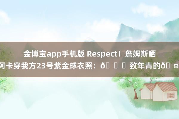金博宝app手机版 Respect！詹姆斯晒阿卡穿我方23号紫金球衣照：🙏致年青的🤴