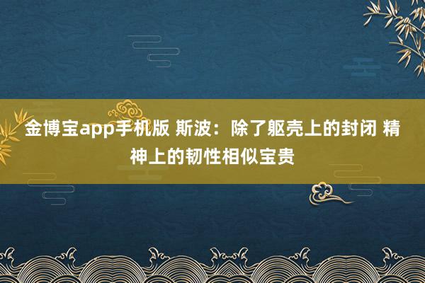 金博宝app手机版 斯波：除了躯壳上的封闭 精神上的韧性相似宝贵