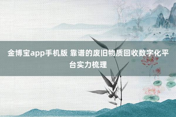 金博宝app手机版 靠谱的废旧物质回收数字化平台实力梳理