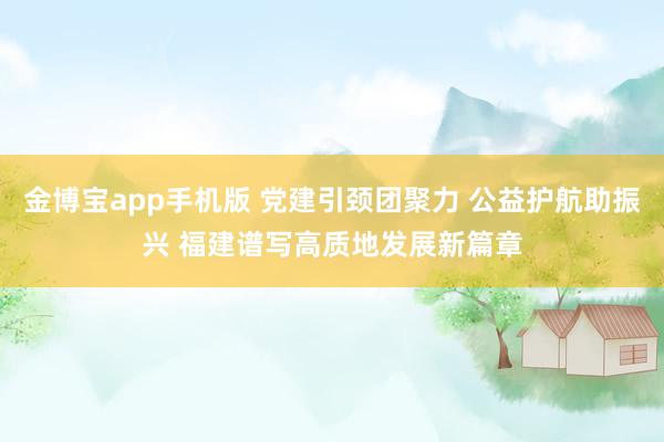 金博宝app手机版 党建引颈团聚力 公益护航助振兴 福建谱写高质地发展新篇章