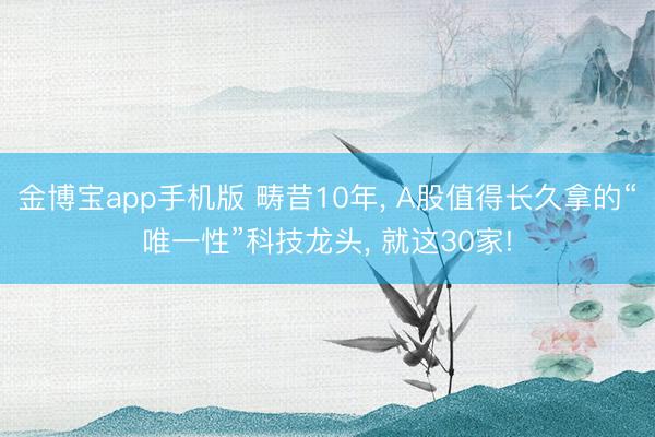 金博宝app手机版 畴昔10年， A股值得长久拿的“唯一性”科技龙头， 就这30家!