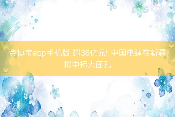 金博宝app手机版 超36亿元! 中国电建在新疆拟中标大面孔