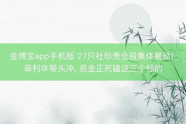 金博宝app手机版 27只社珍贵仓股集体暴动! 菲利华带头冲， 资金正死磕这三个标的