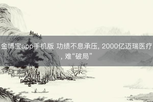 金博宝app手机版 功绩不息承压， 2000亿迈瑞医疗， 难“破局”