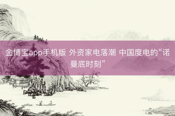 金博宝app手机版 外资家电落潮 中国度电的“诺曼底时刻”