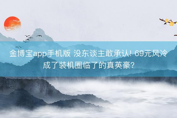 金博宝app手机版 没东谈主敢承认! 69元风冷成了装机圈临了的真英豪?