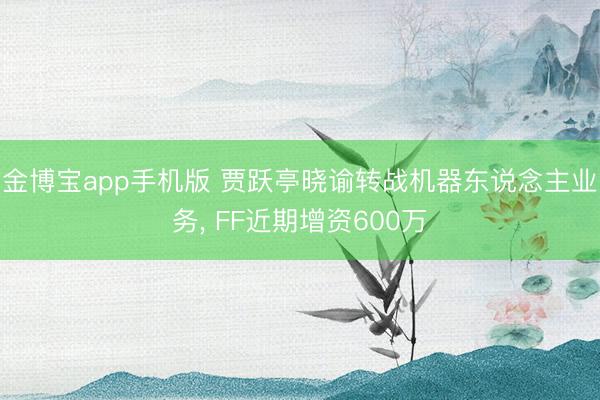 金博宝app手机版 贾跃亭晓谕转战机器东说念主业务， FF近期增资600万