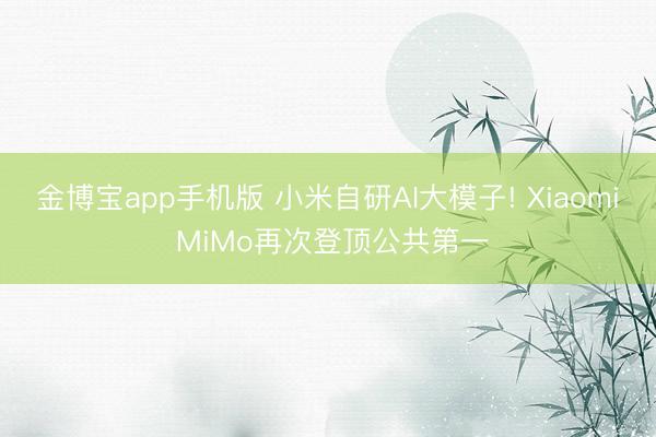 金博宝app手机版 小米自研AI大模子! Xiaomi MiMo再次登顶公共第一