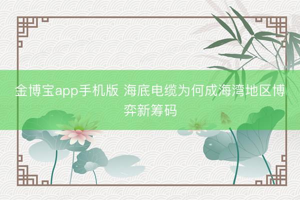 金博宝app手机版 海底电缆为何成海湾地区博弈新筹码