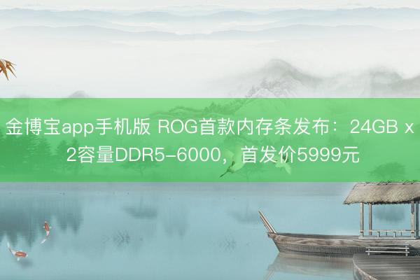 金博宝app手机版 ROG首款内存条发布：24GB x 2容量DDR5-6000，首发价5999元
