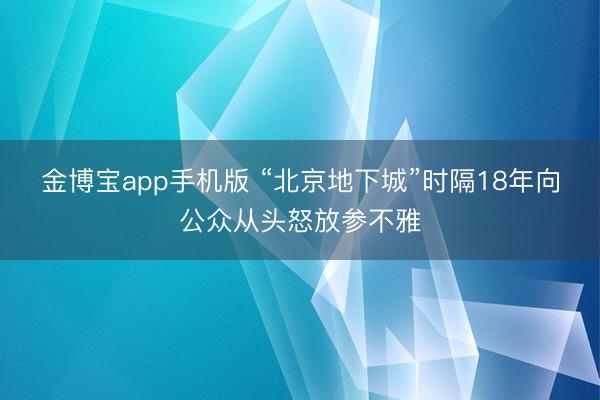 金博宝app手机版 “北京地下城”时隔18年向公众从头怒放参不雅