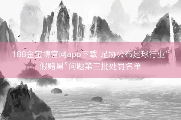 188金宝博官网app下载 足协公布足球行业“假赌黑”问题第三批处罚名单