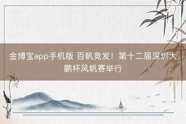 金博宝app手机版 百帆竞发！第十二届深圳大鹏杯风帆赛举行