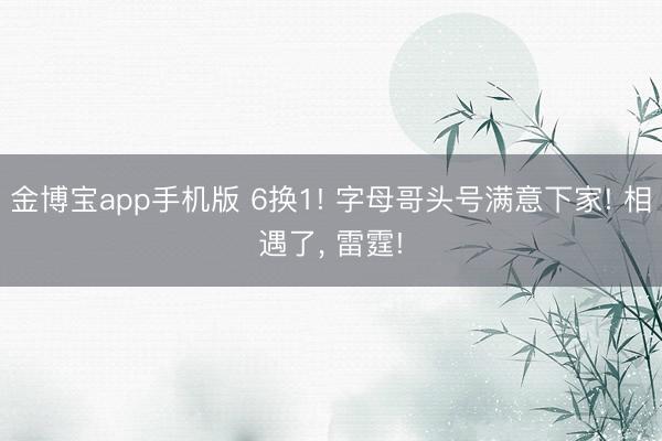 金博宝app手机版 6换1! 字母哥头号满意下家! 相遇了， 雷霆!
