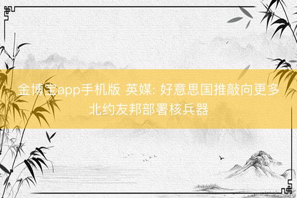 金博宝app手机版 英媒: 好意思国推敲向更多北约友邦部署核兵器