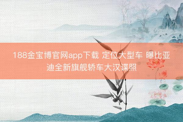 188金宝博官网app下载 定位大型车 曝比亚迪全新旗舰轿车大汉谍照
